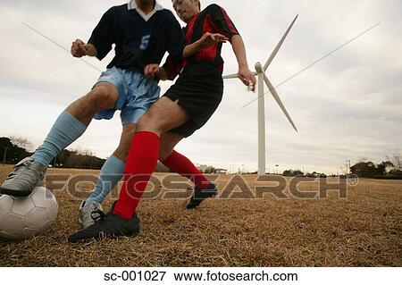 Two soccer players challenging for ball View Large Photo Image Stock Photo - Two soccer players challenging for ball. Fotosearch