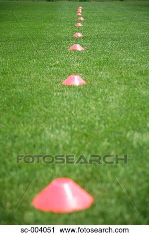 Stock Image - Cones laid out for practice. Fotosearch