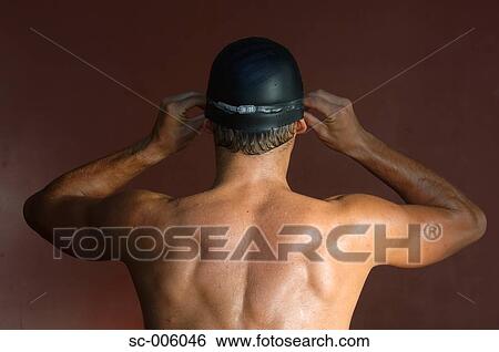 Stock Photograph - Back of a Male Swimmer. Fotosearch