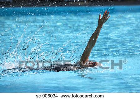 Picture - Female Swimmer Swimming Backstroke. Fotosearch