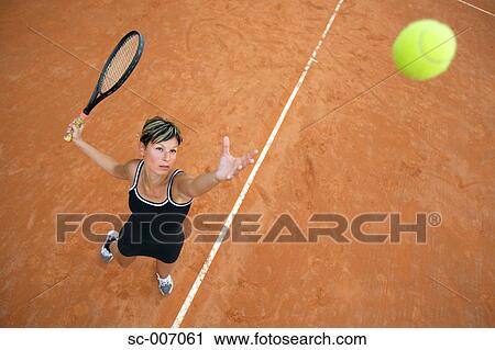Bird's Eye View of Female Tennis Player Serving View Large Photo Image Stock Image - Bird's Eye View of Female Tennis Player Serving. Fotosearch
