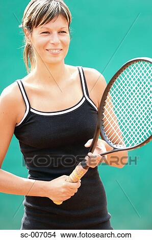 Picture - Front View of Female Tennis Player. Fotosearch