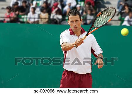 Stock Photograph - Front View of Male Tennis Player. Fotosearch