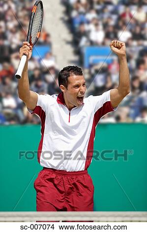 Picture - Male Tennis Player Celebrating, . Fotosearch