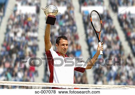 Stock Photo - Male Tennis Player Celebrating, . Fotosearch