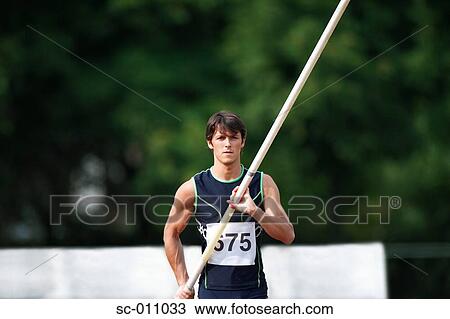 Stock Image - Portrait of a Male Pole Vaulter. Fotosearch