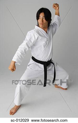 Stock Photo - Blackbelt In An At Ready Stance. Fotosearch