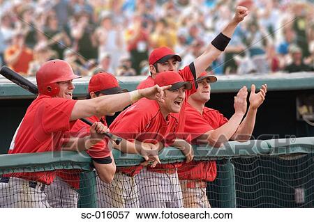Stock Photo - Baseball players cheering. Fotosearch