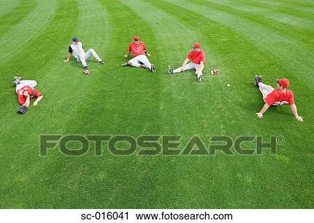 Stock Image - Baseball players stretching. Fotosearch
