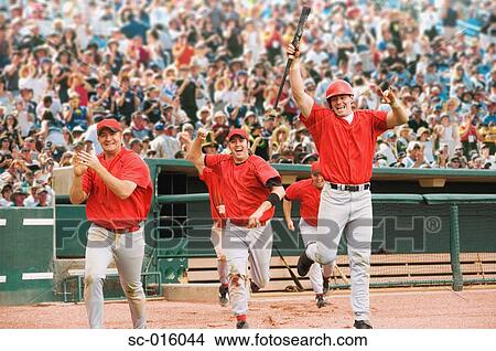 Picture - Happy baseball players. Fotosearch