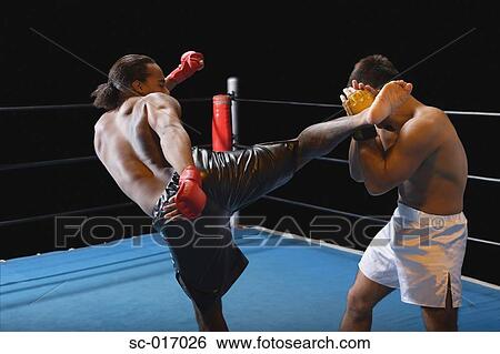 Stock Photograph - A high kick to the head. Fotosearch