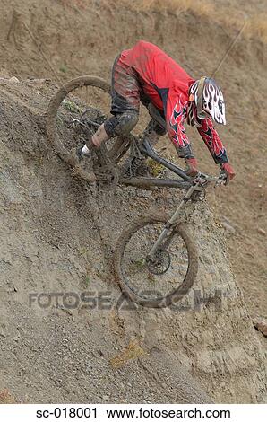 Mountain Biker Going Downhill View Large Photo Image Stock Image - Mountain Biker Going Downhill. Fotosearch