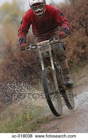 Mountain Biker Going through Water View Large Photo Image Stock Photo - Mountain Biker Going through Water. Fotosearch