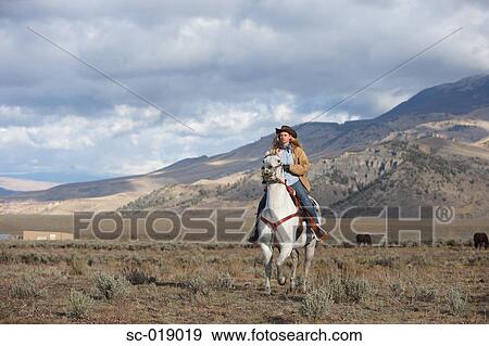 Stock Photo - Cowgirl in the Countryside. Fotosearch