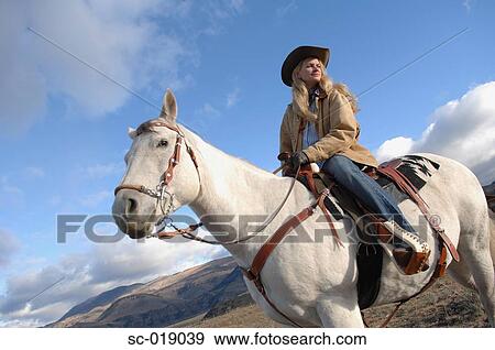 Stock Photo - Cowgirl in the Countryside. Fotosearch
