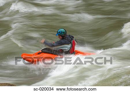 Kayaker Negotiating the River View Large Photo Image Picture - Kayaker Negotiating the River. Fotosearch