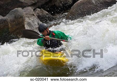 Kayaker Negotiating the River View Large Photo Image Stock Image - Kayaker Negotiating the River. Fotosearch
