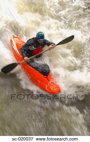 Kayaker Negotiating the River View Large Photo Image Stock Photo - Kayaker Negotiating the River. Fotosearch