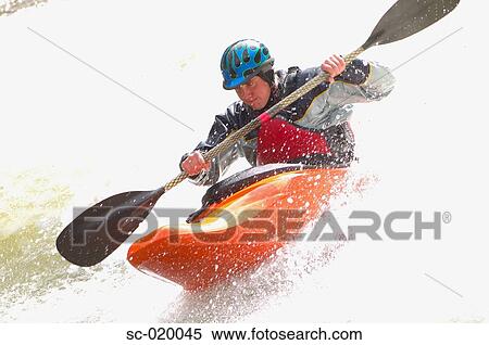 Kayaker Negotiating the River View Large Photo Image Stock Photography - Kayaker Negotiating the River. Fotosearch