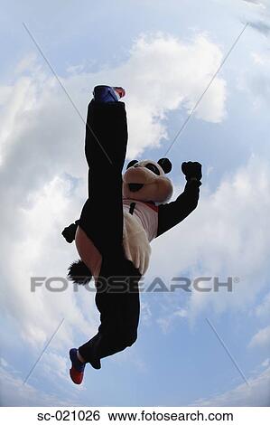 Stock Photograph - Panda Jumping over a Hurdle. Fotosearch