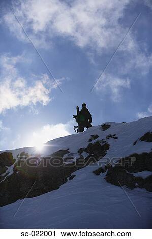 Snowboarder Standing on Mountain View Large Photo Image Stock Image - Snowboarder Standing on Mountain. Fotosearch