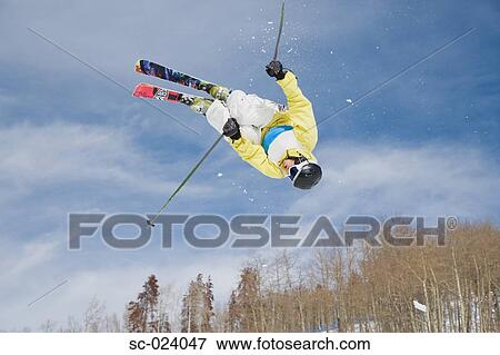Stock Photo - Acrobatic Skier. Fotosearch
