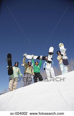 Stock Image - Group of Snowboarders. Fotosearch