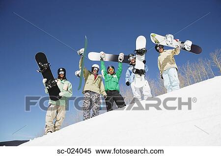 Stock Photography - Group of Snowboarders. Fotosearch