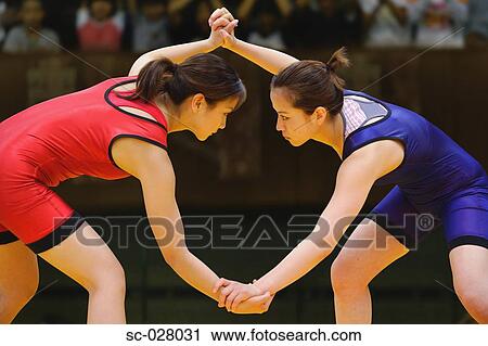 Stock Image - Two Wrestlers Fighting. Fotosearch