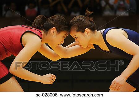 Stock Photograph - Two Wrestlers Fighting. Fotosearch