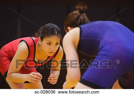 Stock Photograph - Two Wrestlers Fighting. Fotosearch