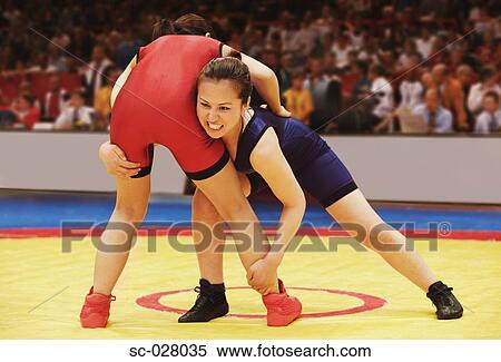 Stock Photography - Two Wrestlers Fighting. Fotosearch