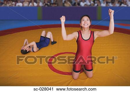 Stock Image - Wrestler Celebrating. Fotosearch