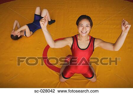 Stock Image - Wrestler Celebrating. Fotosearch