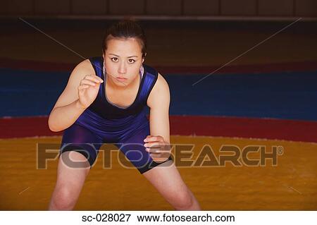 Stock Photo - Wrestler Prepared to Fight. Fotosearch