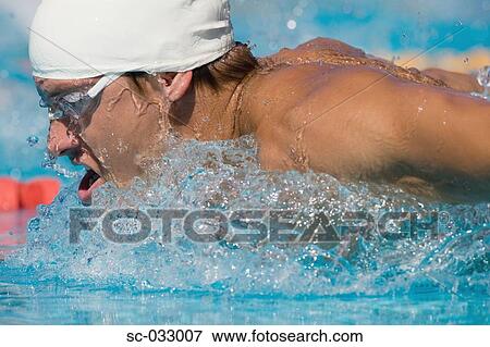 Australian swimmer breathing while doing swimming View Large Photo Image Stock Photo - Australian swimmer breathing while doing swimming. Fotosearch