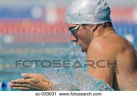 Stock Image - Australian swimmer doing breaststroke. Fotosearch