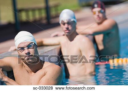 Stock Photo - Australian swimmers standing in swimming pool. Fotosearch