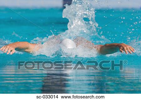 Picture - Swimmer doing butterfly stroke. Fotosearch