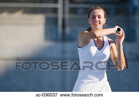 Stock Photo - Female tennis player. Fotosearch
