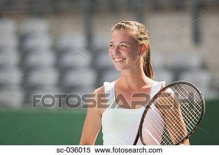 Portrait of female tennis player View Large Photo Image Stock Photography - Portrait of female tennis player. Fotosearch