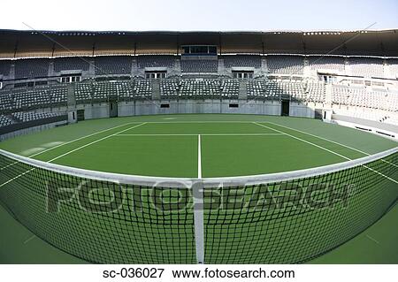 View from centre of tennis court View Large Photo Image Stock Photo - View from centre of tennis court. Fotosearch