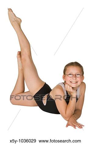 Stock Photo - 10 year old caucasian girl in gymnastics poses. Fotosearch