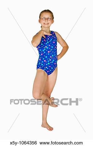 Stock Photograph - 10 year old caucasian girl in gymnastics poses. Fotosearch
