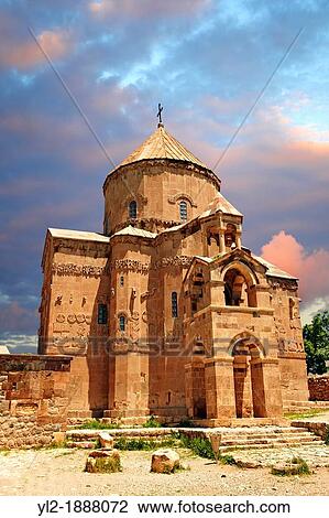 Stock Image - 10th century Armenian Orthodox Cathedral of the Holy Cross on Akdamar Island, Lake Van Turkey 66. Fotosearch