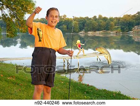 Stock Photograph - 11 year old boy and 7 year old girl.. Fotosearch