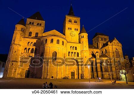12th century Cathedral of Trier (Treves), the oldest cathedral in Germany and UNESCO World Heritage Site at night, Rhineland-Palatinate, Germany, Europe View Large Photo Image Stock Image - 12th century Cathedral of Trier (Treves), the oldest cathedral in Germany and UNESCO World Heritage Site at night, Rhineland-Palatinate, Germany, Europe. Fotosearch