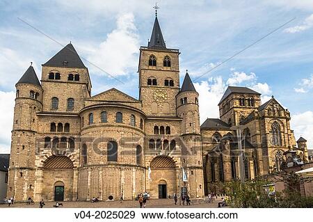 Stock Photo - 12th century Cathedral of Trier (Treves), the oldest cathedral in Germany and UNESCO World Heritage Site, Rhineland-Palatinate, Germany, Europe. Fotosearch