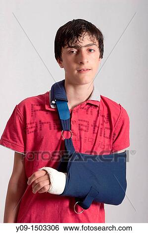 14 year old boy has arm splint View Large Photo Image Stock Photograph - 14 year old boy has arm splint. Fotosearch