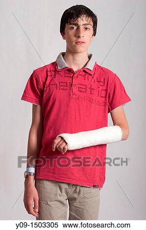 14 year old boy has arm splint View Large Photo Image Stock Photography - 14 year old boy has arm splint. Fotosearch